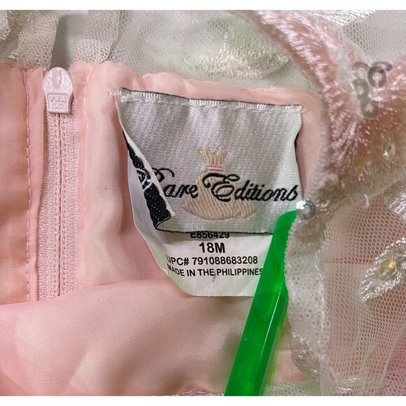 Rare Editions Toddler Girl 18M Pink Dress White Tulle Embroidered Sequins Layers - Picture 8 of 11